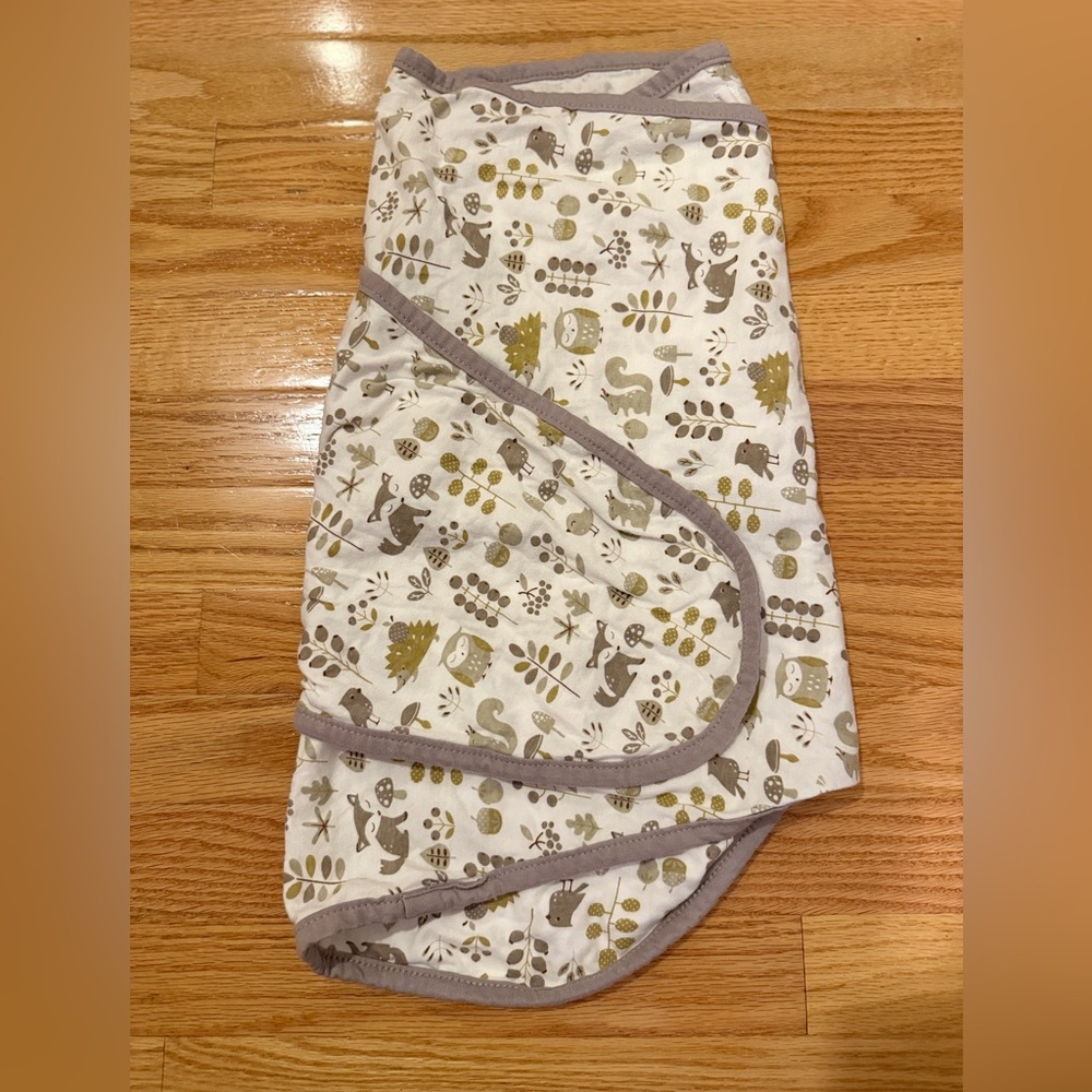 Miracle Kids Animal Print Swaddle Blanket - Cream and Gray